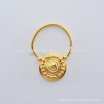 Handgemachtes Gold überzogene 925 Sterlingsilber-Nasen-Ring-Schmucksachen, IndianTribal Septum-Nasen-Ring-Schmucksachen